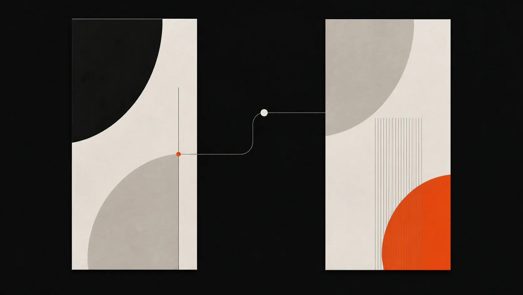 Minimal campaign creative system with two connected editorial panels