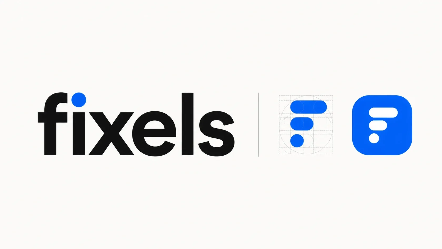 Fixels wordmark and geometric logo construction