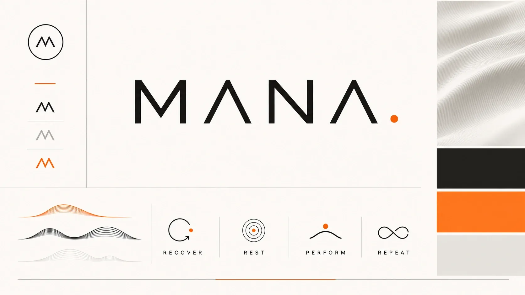 MANA recovery brand identity with logo, colors, and graphic language