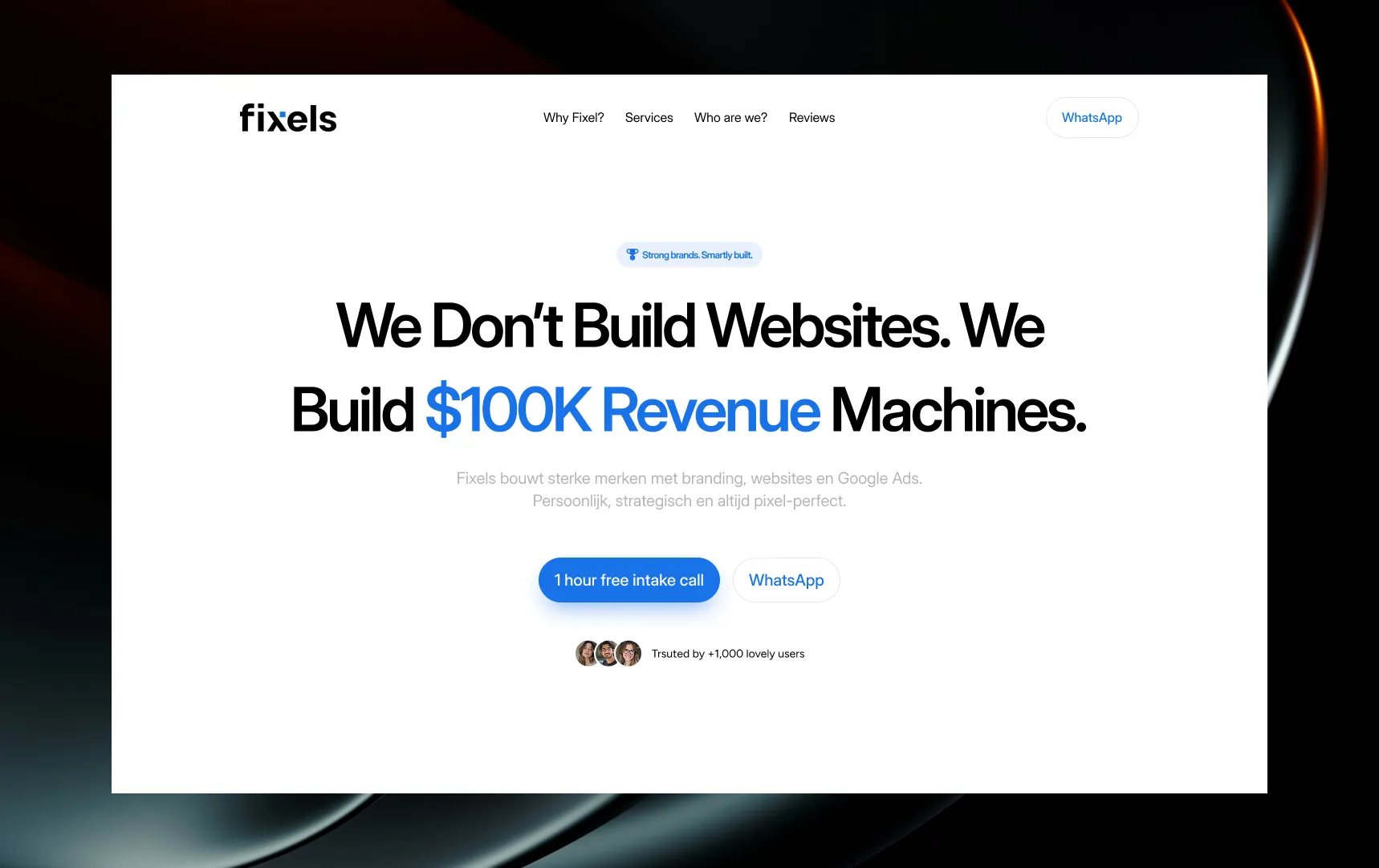 Fixels growth studio landing page