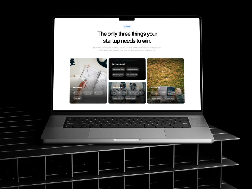 Fixels service offering shown on a laptop mockup