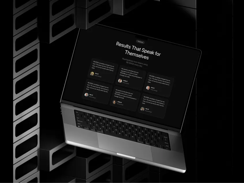Reverse customer results displayed on a laptop mockup