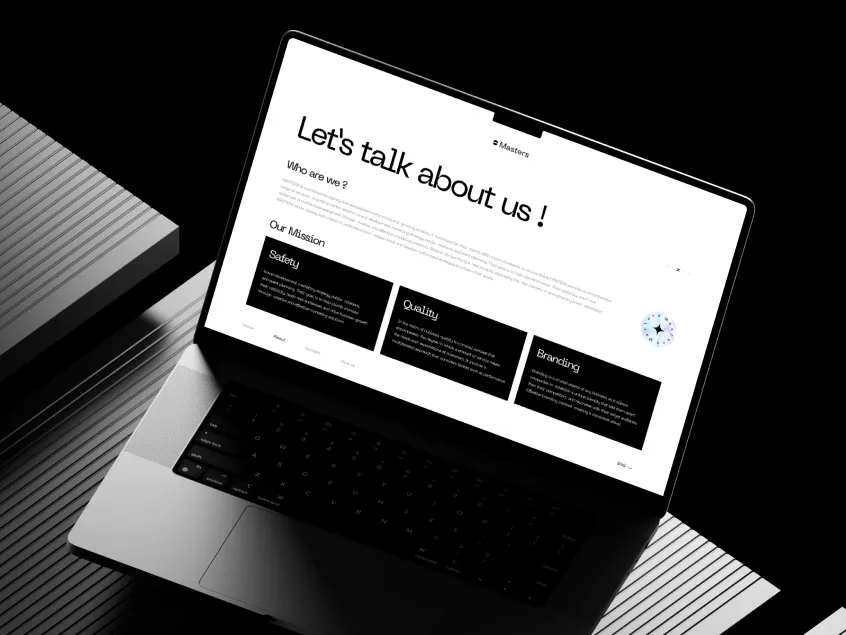 Masters agency work displayed on a laptop mockup
