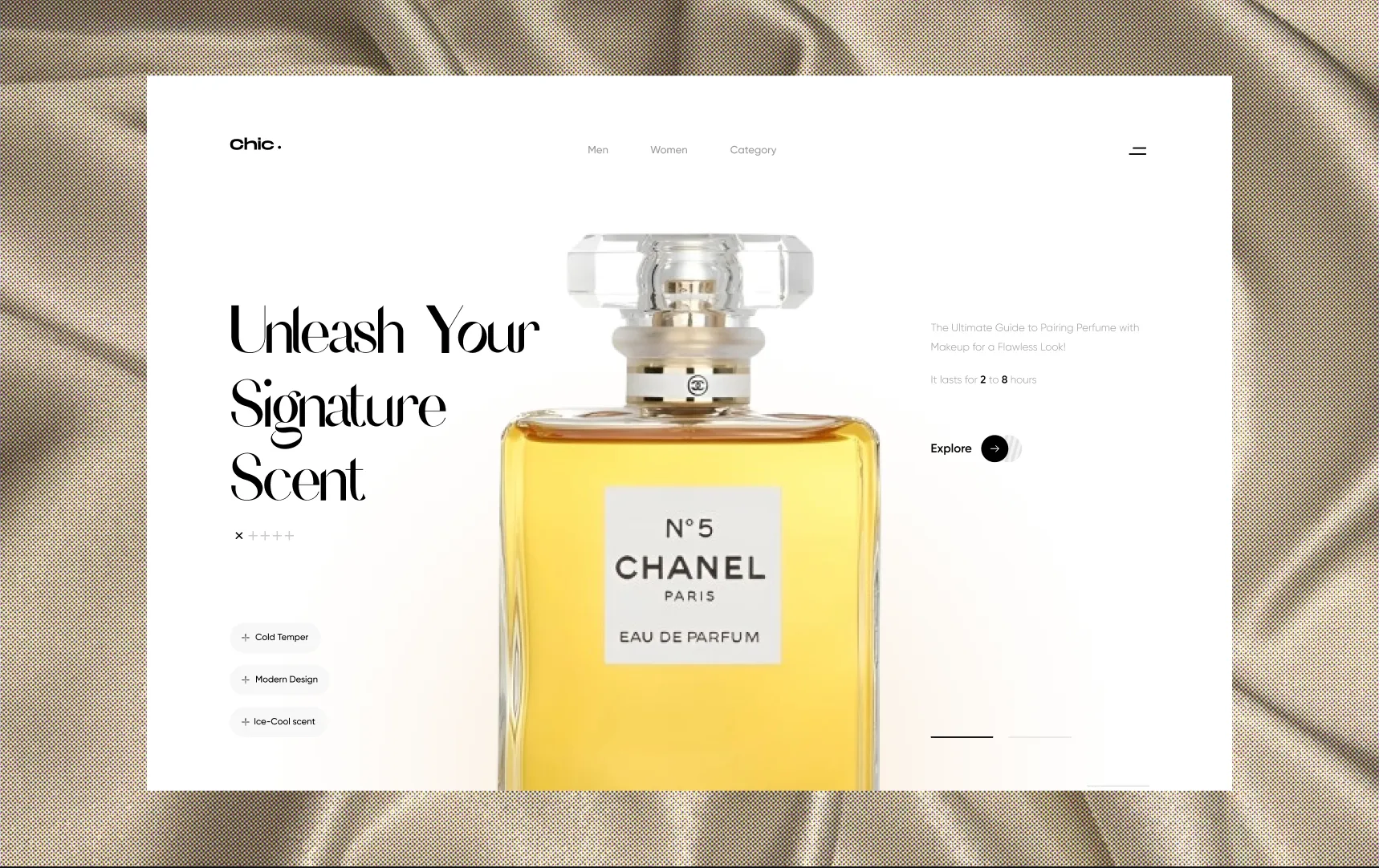 Chic fragrance storefront landing page
