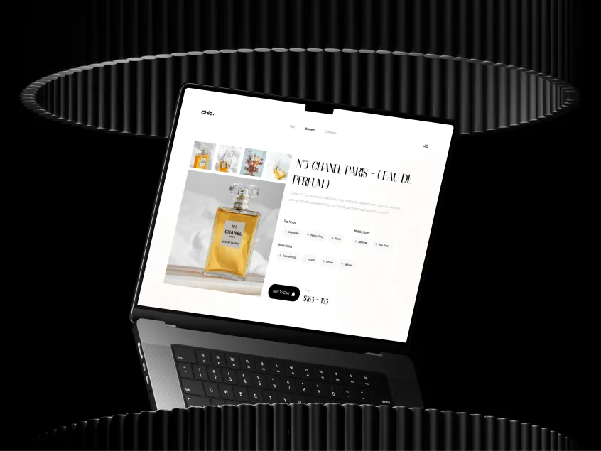 Chic fragrance collection displayed on a laptop mockup