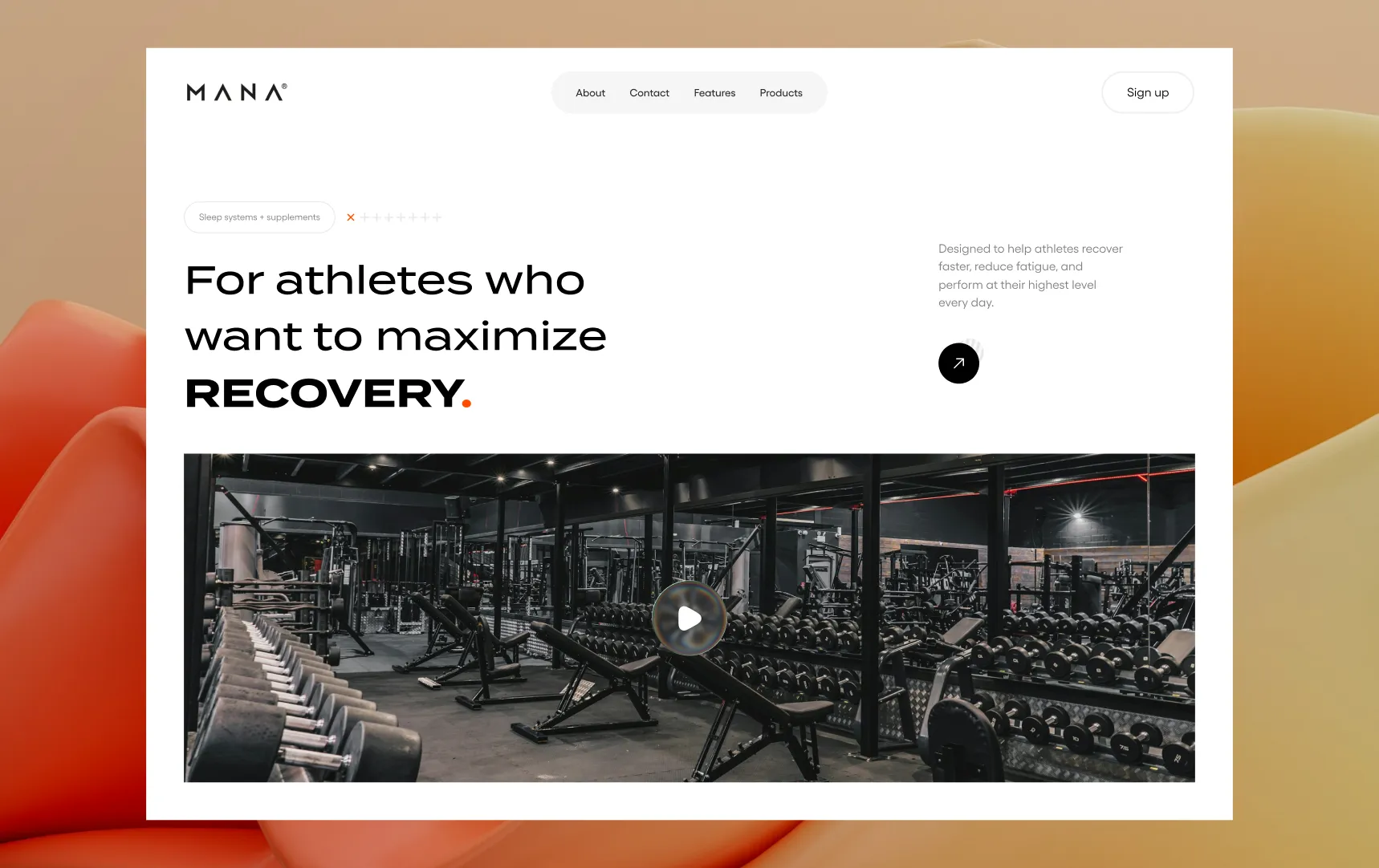 MANA athlete recovery product website