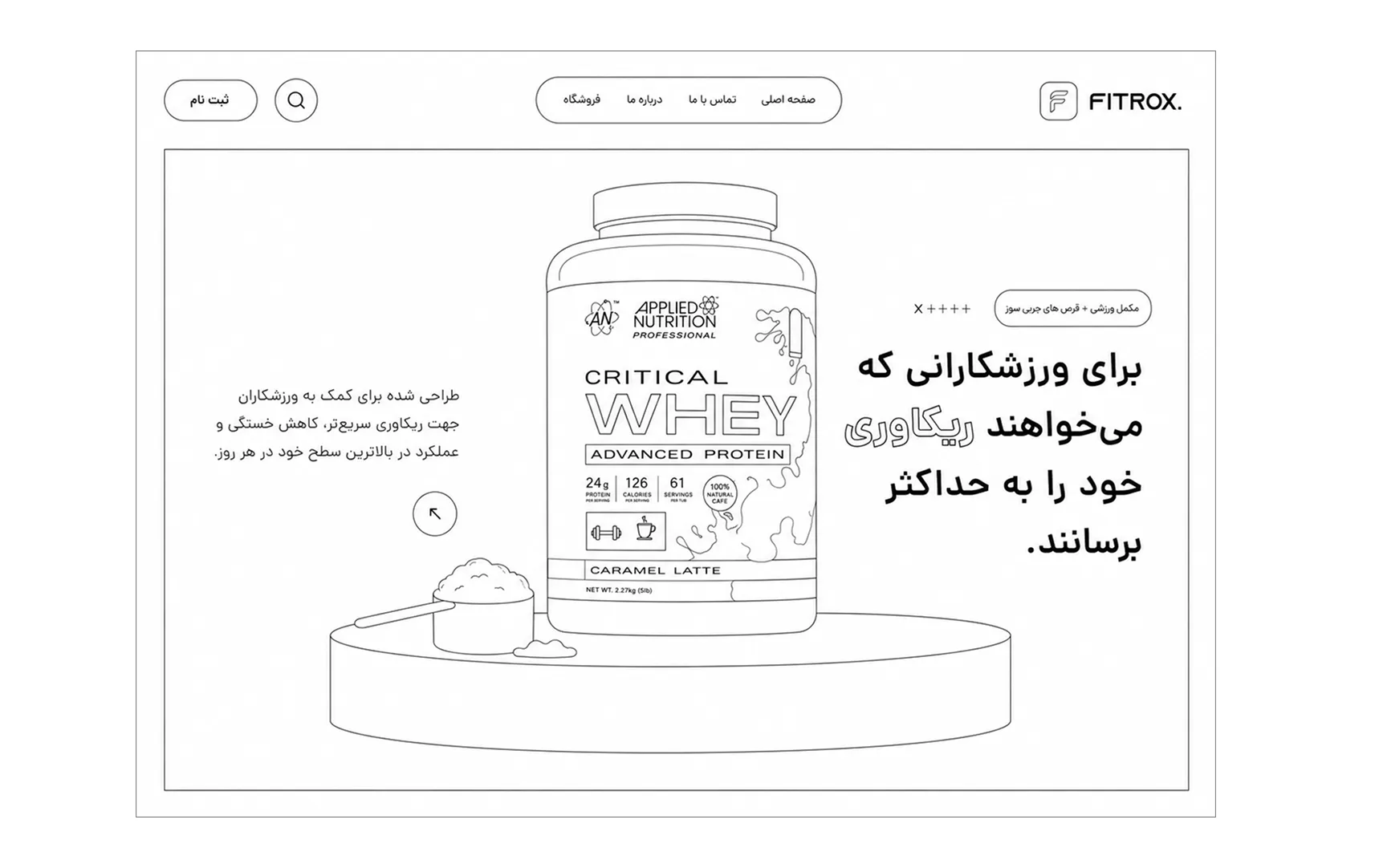 Wireframe of the Fitrox RTL storefront landing page