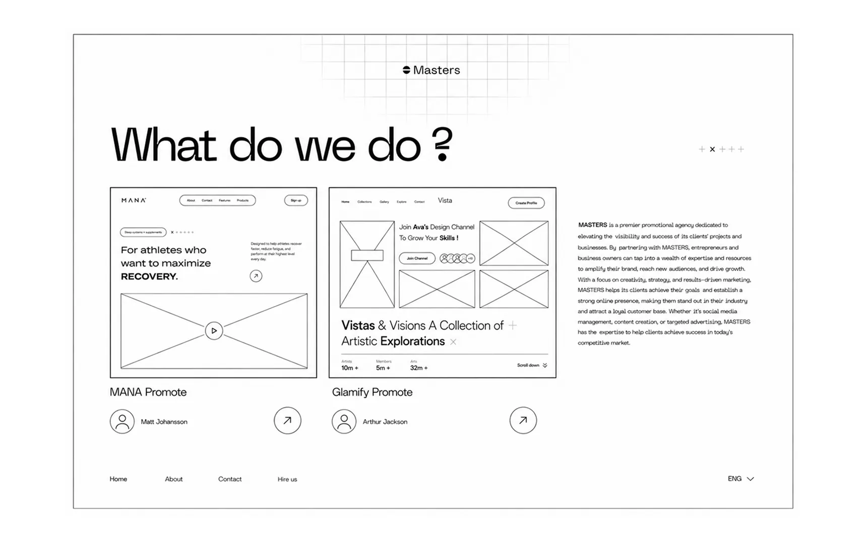 Wireframe of the Masters landing page